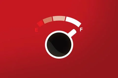 Cup coffee and fuel scale with red background Stock-Illustration