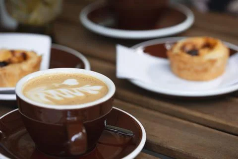 A cup of coffee and Pasteis Foto stock