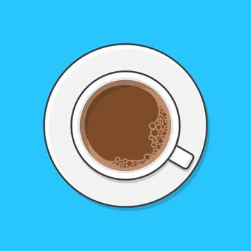 A Cup Of Coffee And Saucer Vector Icon Illustration. Coffee Top View Stock Illustration