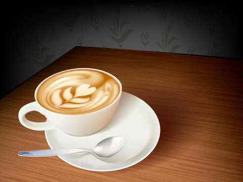 Cup coffee and seed on white background Stock Illustration