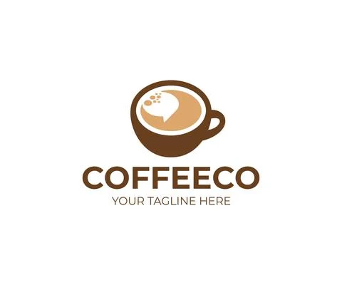 Cup of coffee and speech bubble logo design. Coffee break vector design Stock Illustration