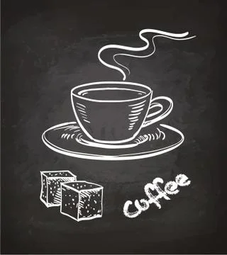 Cup of coffee and sugar cubes Illustrazione stock