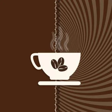 Cup of Coffee and Sunburst background Stock Illustration