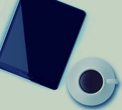 Cup of coffee and tablet computer Stock-Illustration