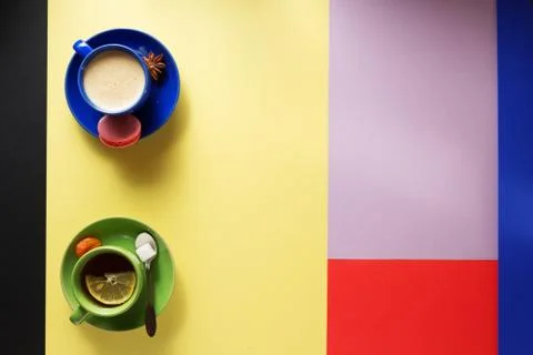 Cup of coffee and tea Stock Photos