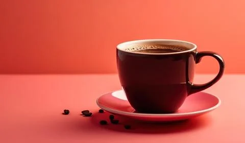 Cup of coffee bean pink background Stock Photos
