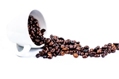 Cup with coffee bean on white Stock Photos