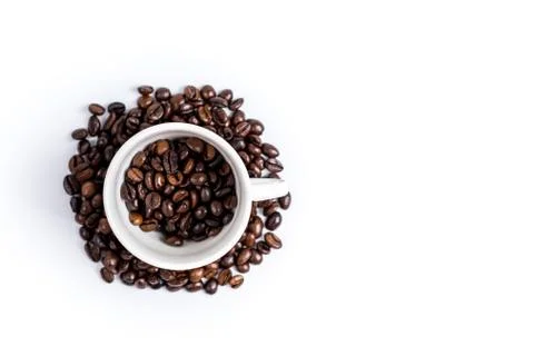 Cup with coffee bean on white Stock Photos