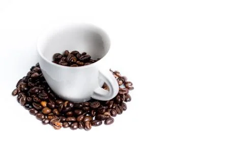 Cup with coffee bean on white Stock Photos