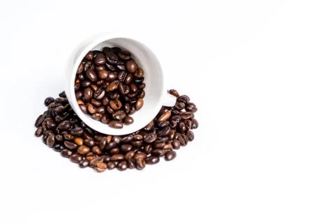 Cup with coffee bean on white Stock Photos
