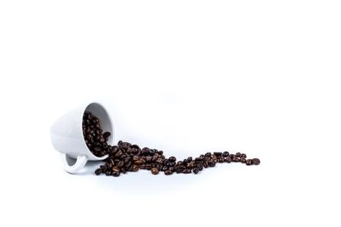 Cup with coffee bean on white Stock Photos