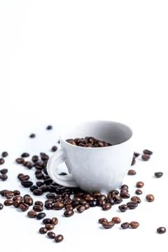 Cup with coffee bean on white Stock Photos