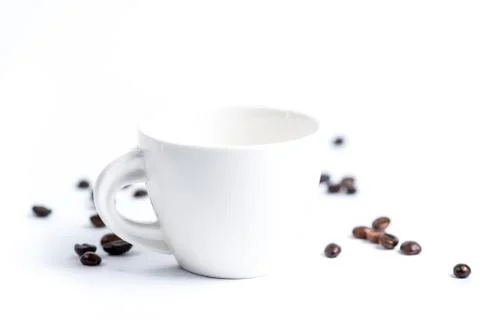 Cup with coffee bean on white Stock Photos