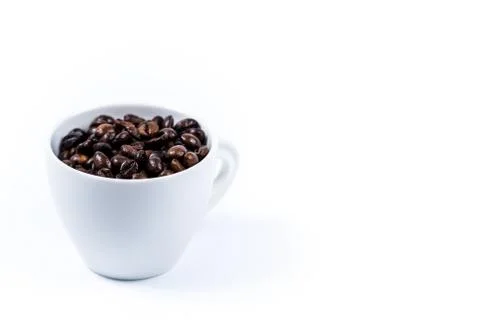 Cup with coffee bean on white Stock Photos