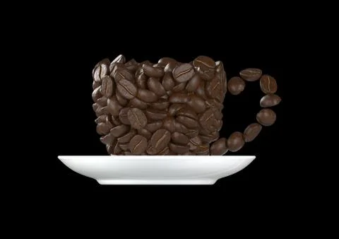 Cup of coffee beans on a black background Stock Illustration