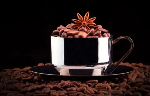 Cup of Coffee with beans Stock Photos