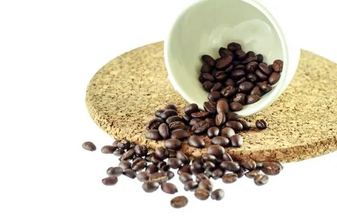 Cup with coffee beans Stock Photos