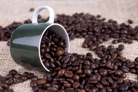 Cup with coffee beans Stock Photos