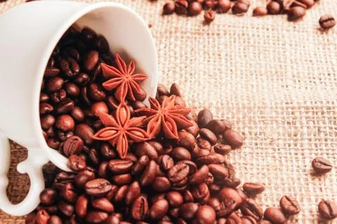Cup with coffee beans Stock Photos