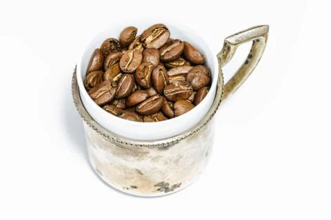 Cup of coffee beans Stock Photos