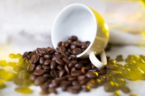 Cup with coffee beans Stock-Fotos