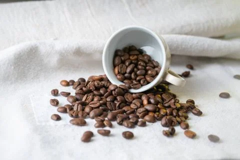 Cup with coffee beans Stock Photos
