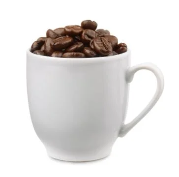 Cup with coffee beans Stock Photos