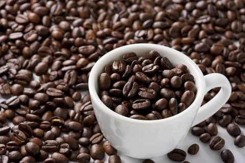 Cup of Coffee Beans Stock Photos