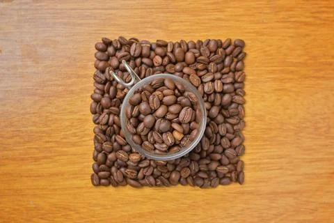 Cup with coffee beans - square Stock Photos