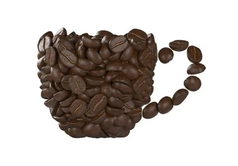 Cup of coffee beans on white background Stock Illustration