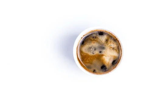 Cup with coffee beans on white background Stock Photos