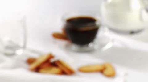 A cup of coffee with biscuits Video stock 8571117
