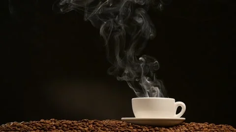 Cup of coffee on black background 스톡 동영상 43491504