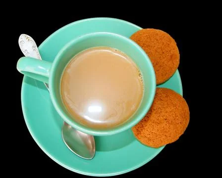 Cup coffee on black background Stock Photos
