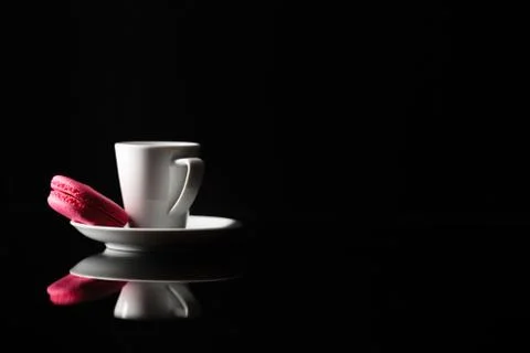 Cup of coffee on black background Stock Photos