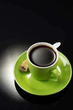 Cup of coffee on black Foto stock
