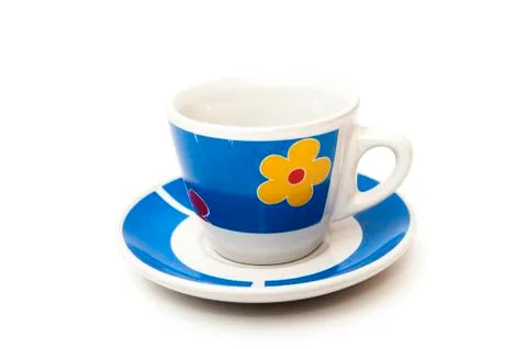 Cup of coffee in blue Stock Photos