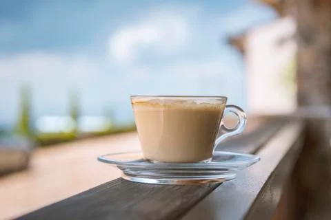 Cup of coffee in a cafe. Close up Stock Photos