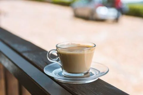 Cup of coffee in a cafe. Close up Stock Photos