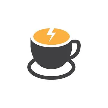 A cup of coffee cafe concept flat logo design vector 스톡 일러스트