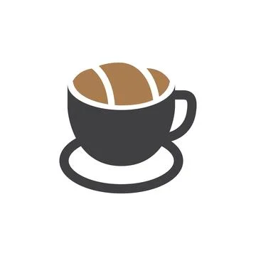 A cup of coffee cafe concept flat logo design vector Ilustração Stock