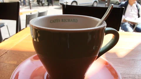 A cup of coffee in a cafe in Paris Stock-Footage 3475920