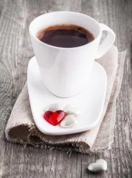 Cup of Coffee with candy hearts Foto stock