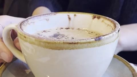 Cup of coffee - cappucino - close up Stock Footage 253942099