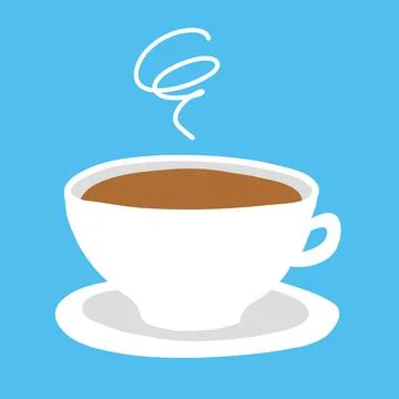 Cup of coffee in cartoon flat style Stock Illustration