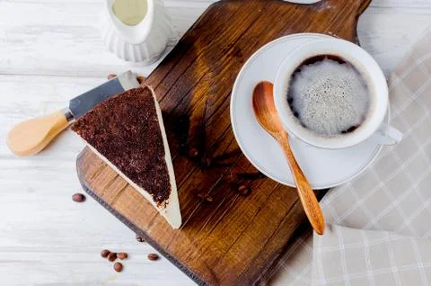 Cup of coffee with cheesecake Stock-Fotos