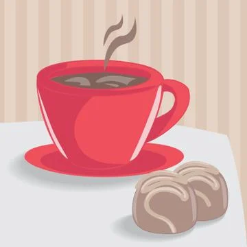Cup of coffee with chocolates Stock Illustration