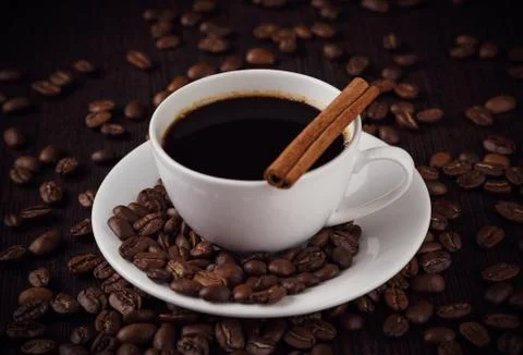 A cup of coffee with cinnamon Stock Photos