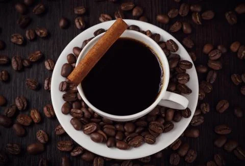 A cup of coffee with cinnamon Stock Photos