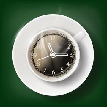 Cup of coffee with a clock face. Stock-Illustration